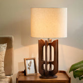 Gren Wooden Table Lamp With Shade - White